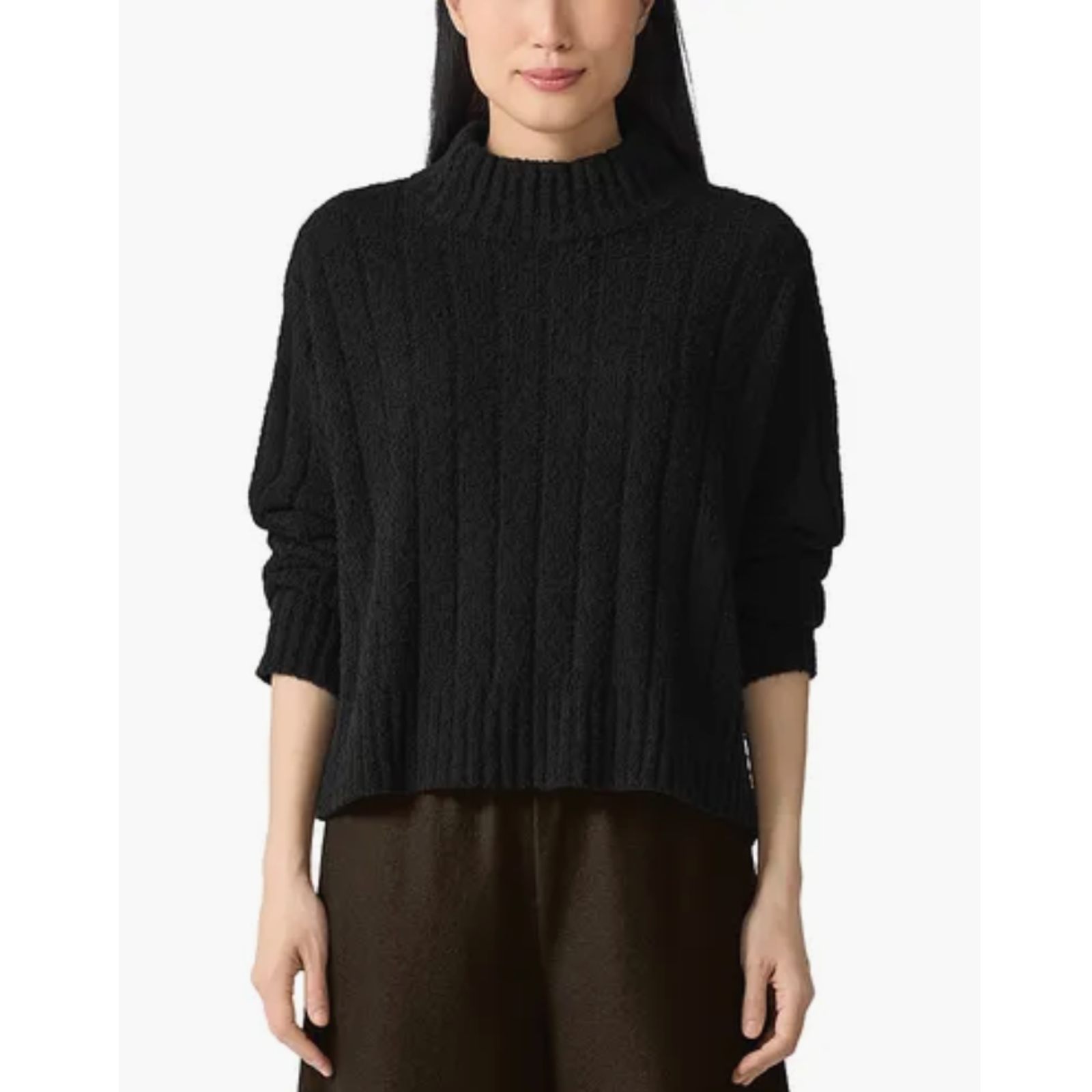 Eileen Fisher Turtle Neck Sweater Black Size L 1318